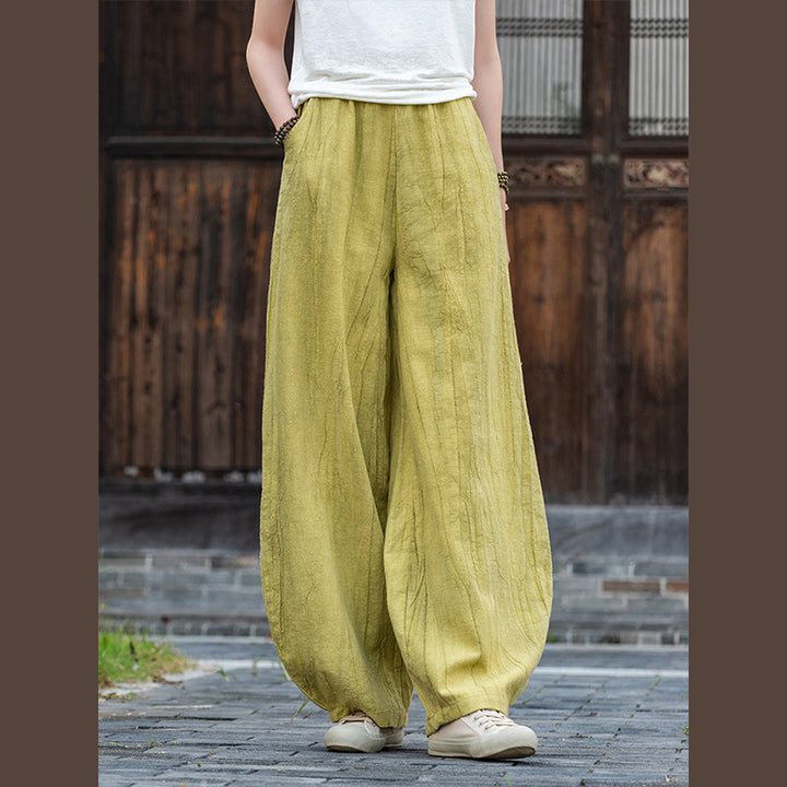Pantaloni in lino e cotone ramiè Buddha Stones Pantaloni con design tie-dye Pantaloni larghi Zen Yoga da donna con tasche - image 27