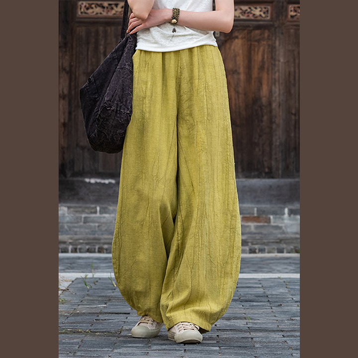 Pantaloni in lino e cotone ramiè Buddha Stones Pantaloni con design tie-dye Pantaloni larghi Zen Yoga da donna con tasche - image 28