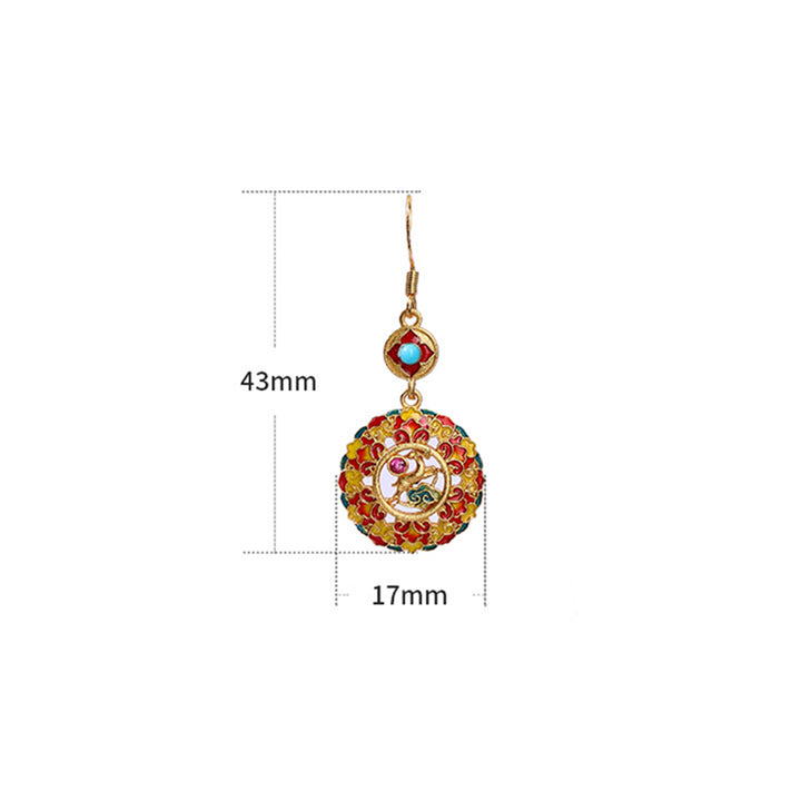 Orecchini pendenti in rame alce color Dunhuang placcati in oro 24K Buddha Stones