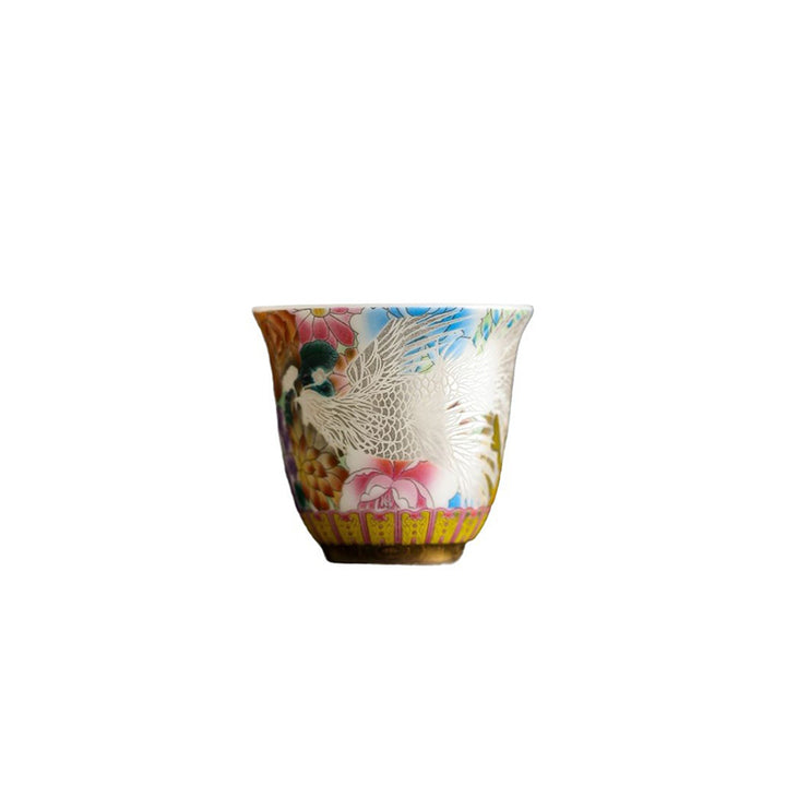 Buddha Stones Drago Fenice Fiori Tazza da tè in ceramica Tazza da tè Kung Fu 50ml