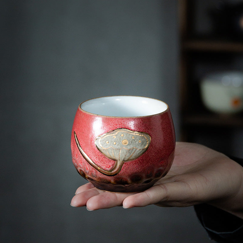 Tazza da tè incisa con baccello di loto Buddha Stones, tazza da tè Kung Fu