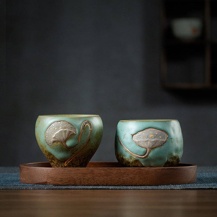 Tazza da tè incisa con baccello di loto Buddha Stones, tazza da tè Kung Fu