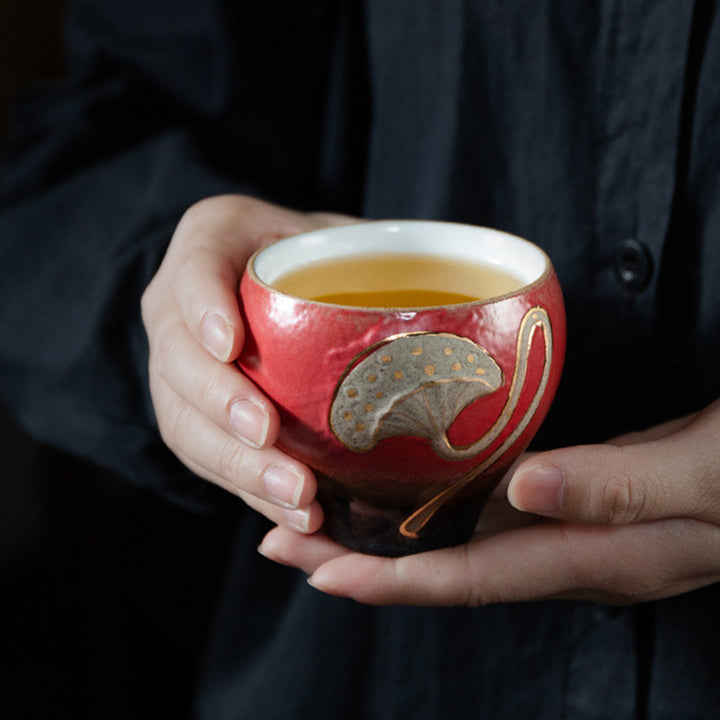 Tazza da tè incisa con baccello di loto Buddha Stones, tazza da tè Kung Fu