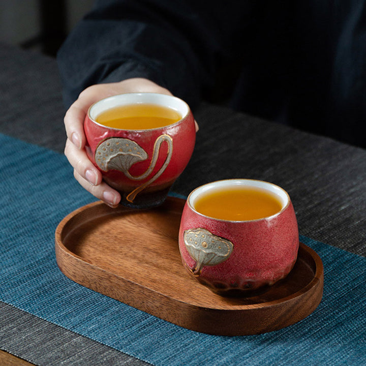 Tazza da tè incisa con baccello di loto Buddha Stones, tazza da tè Kung Fu
