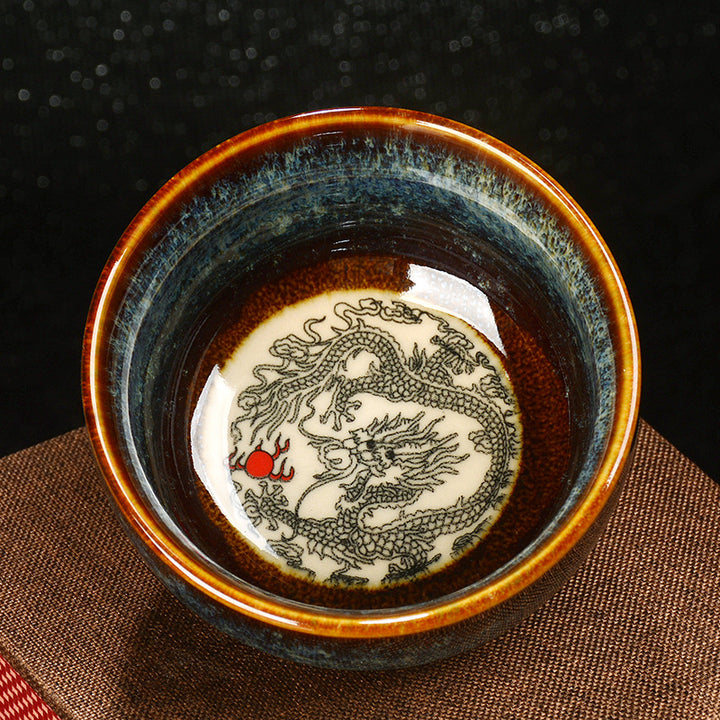 Buddha Stones Lotus Dragon Phoenix Koi Fish Tazza da tè in ceramica cinese Jianzhan Kung Fu Tea Cup 110ml