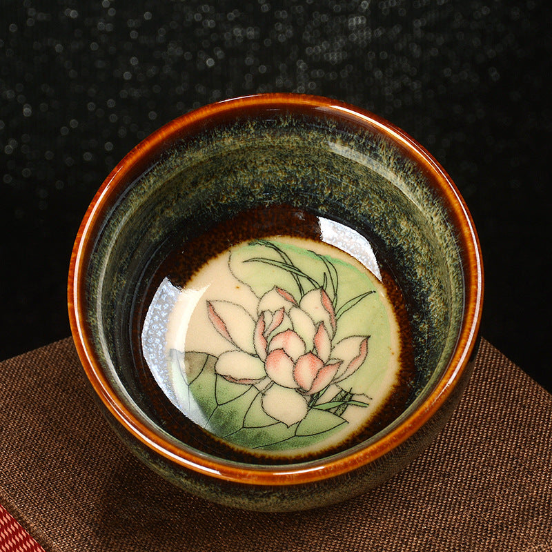 Buddha Stones Lotus Dragon Phoenix Koi Fish Tazza da tè in ceramica cinese Jianzhan Kung Fu Tea Cup 110ml