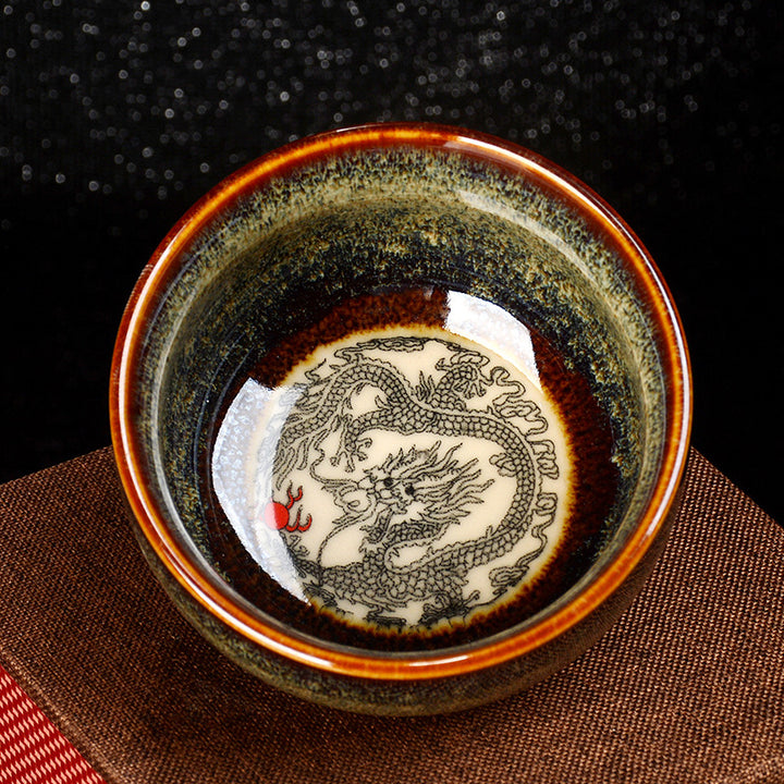 Buddha Stones Lotus Dragon Phoenix Koi Fish Tazza da tè in ceramica cinese Jianzhan Kung Fu Tea Cup 110ml