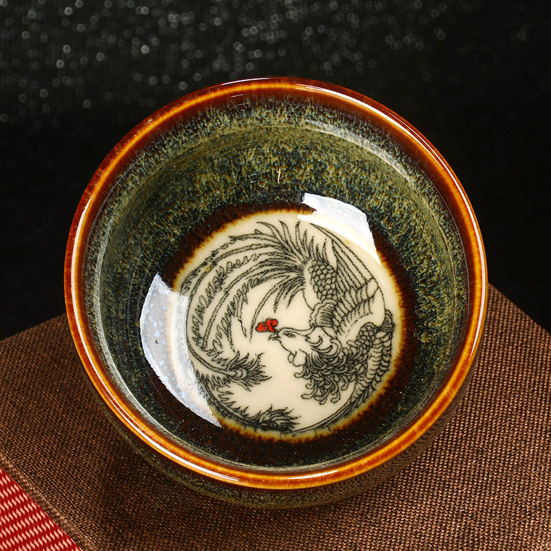 Buddha Stones Lotus Dragon Phoenix Koi Fish Tazza da tè in ceramica cinese Jianzhan Kung Fu Tea Cup 110ml