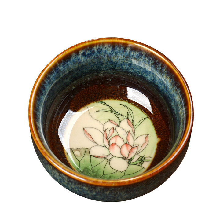 Buddha Stones Lotus Dragon Phoenix Koi Fish Tazza da tè in ceramica cinese Jianzhan Kung Fu Tea Cup 110ml