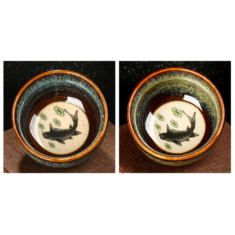 Buddha Stones Lotus Dragon Phoenix Koi Fish Tazza da tè in ceramica cinese Jianzhan Kung Fu Tea Cup 110ml