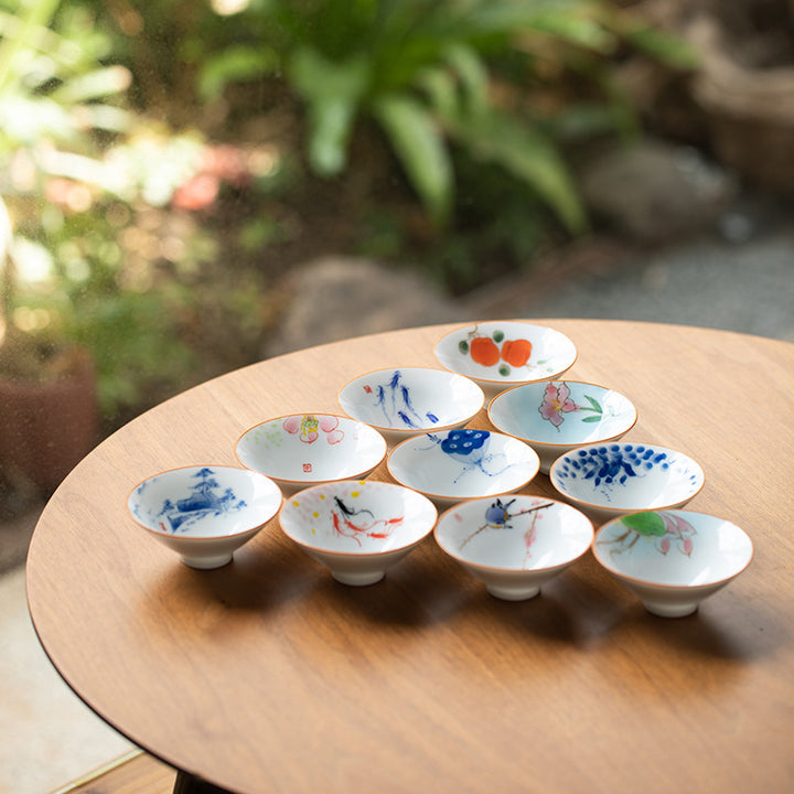 Buddha Stones Mandala Fiore Koi Pesce Loto Uccello Cachi Tazza da tè Kung Fu Tazza da tè 50ml
