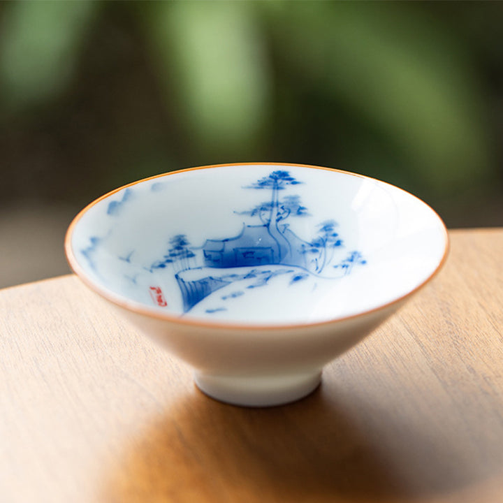 Buddha Stones Mandala Fiore Koi Pesce Loto Uccello Cachi Tazza da tè Kung Fu Tazza da tè 50ml