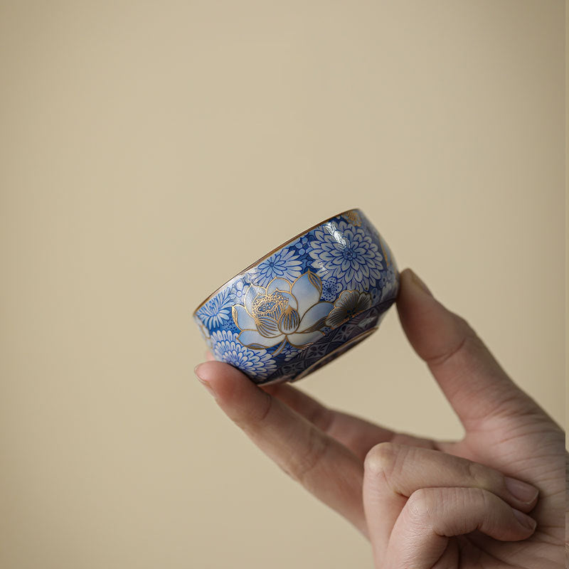 Buddha Stones Loto Crisantemo Fiore di Prugna Tazza da Tè Kung Fu Tazza da Tè Teiera