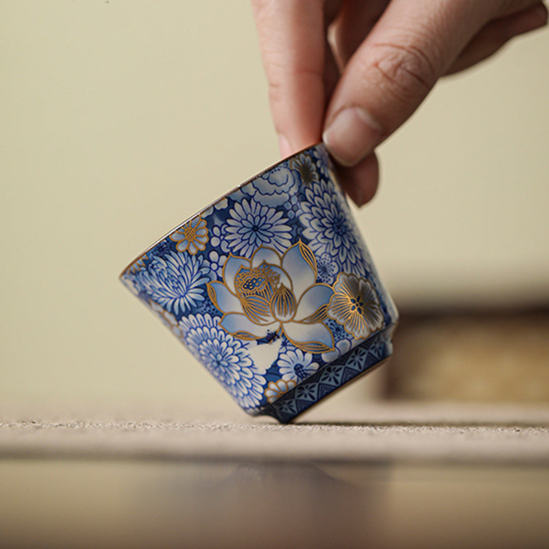 Buddha Stones Loto Crisantemo Fiore di Prugna Tazza da Tè Kung Fu Tazza da Tè Teiera