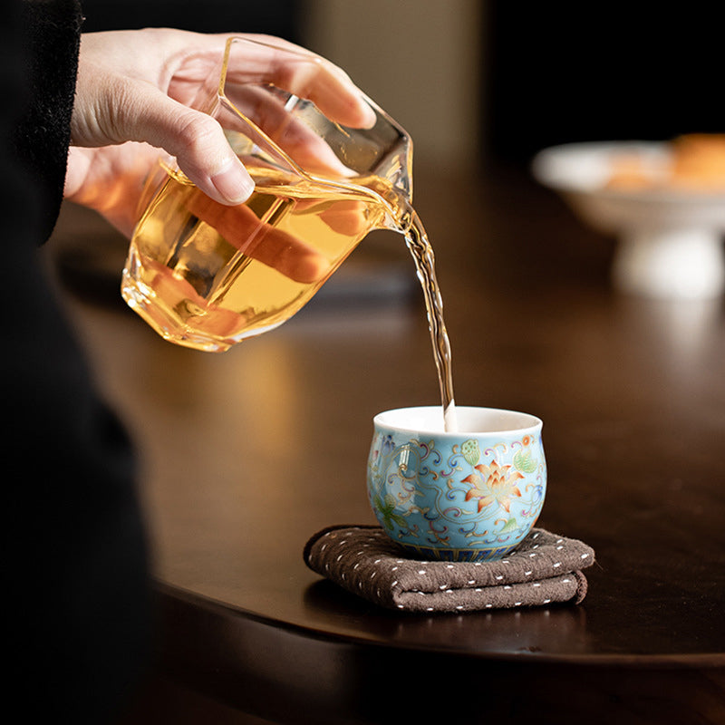 Tazza da tè in ceramica con motivo a baccello di fiore di loto Buddha Stones Kung Fu Tea Cup 80ml