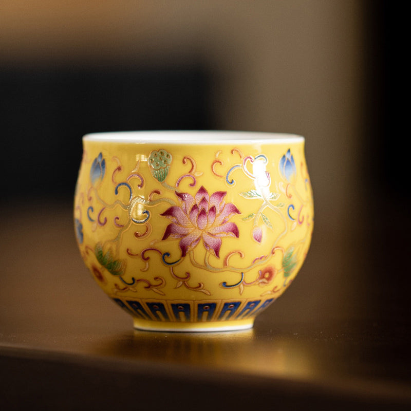 Tazza da tè in ceramica con motivo a baccello di fiore di loto Buddha Stones Kung Fu Tea Cup 80ml