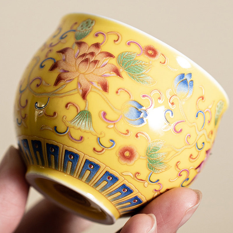 Tazza da tè in ceramica con motivo a baccello di fiore di loto Buddha Stones Kung Fu Tea Cup 80ml