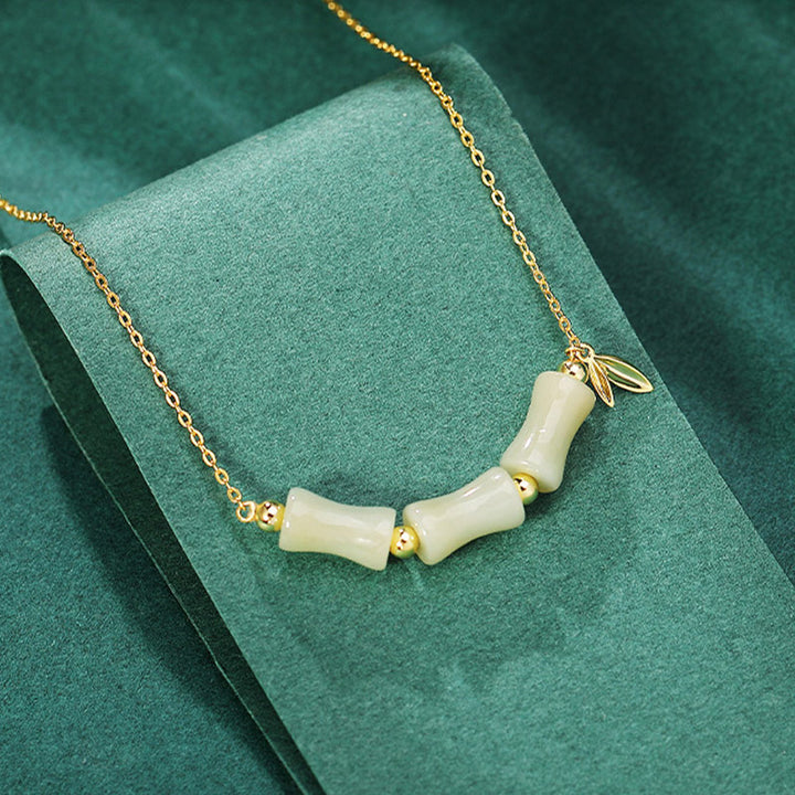 Buddha Stones in argento sterling 925 con giada Hetian, bambù, carattere Fu, prosperità, braccialetto - image 4