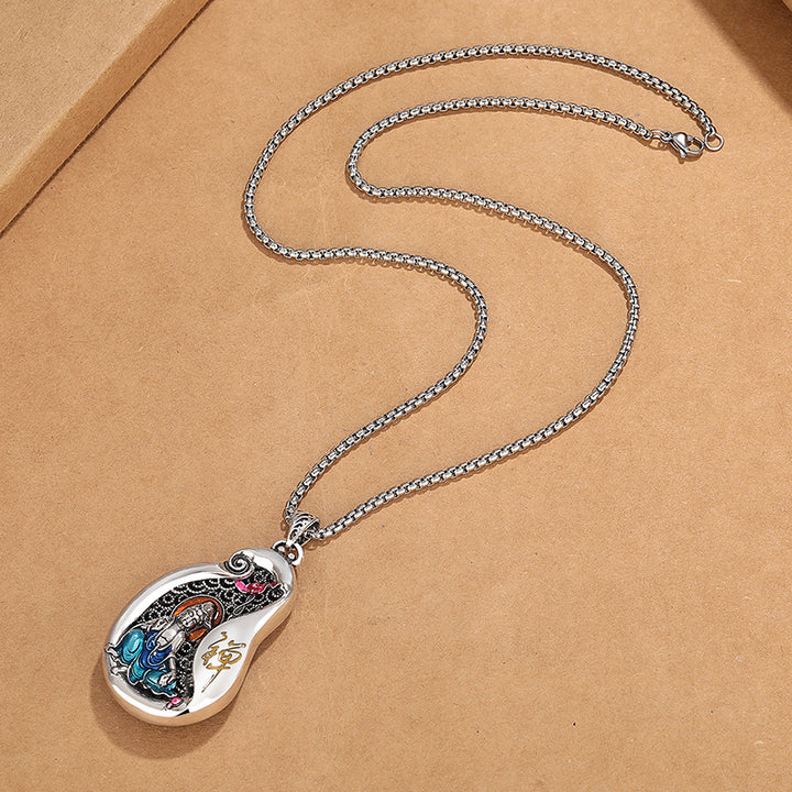 Collana pendente in rame con design del loto di Avalokitesvara, Buddha Stones, ricchezza
