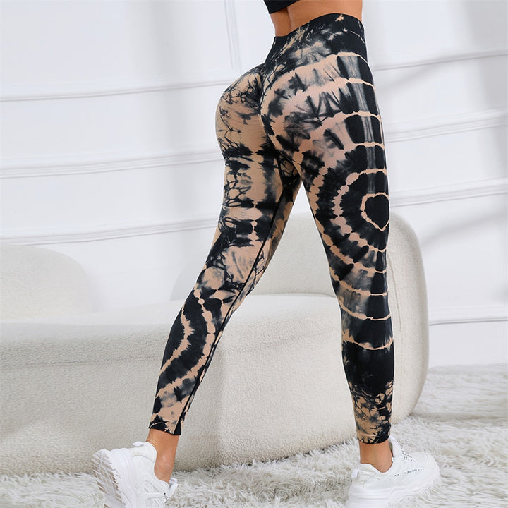 Pantaloni da yoga con stampa tie-dye e pietre Buddha Stones , sportivi, fitness, yoga, leggings a vita alta, pantaloni da yoga da donna - Nero - US6, UK/AU10, EU38 (L) - image 0