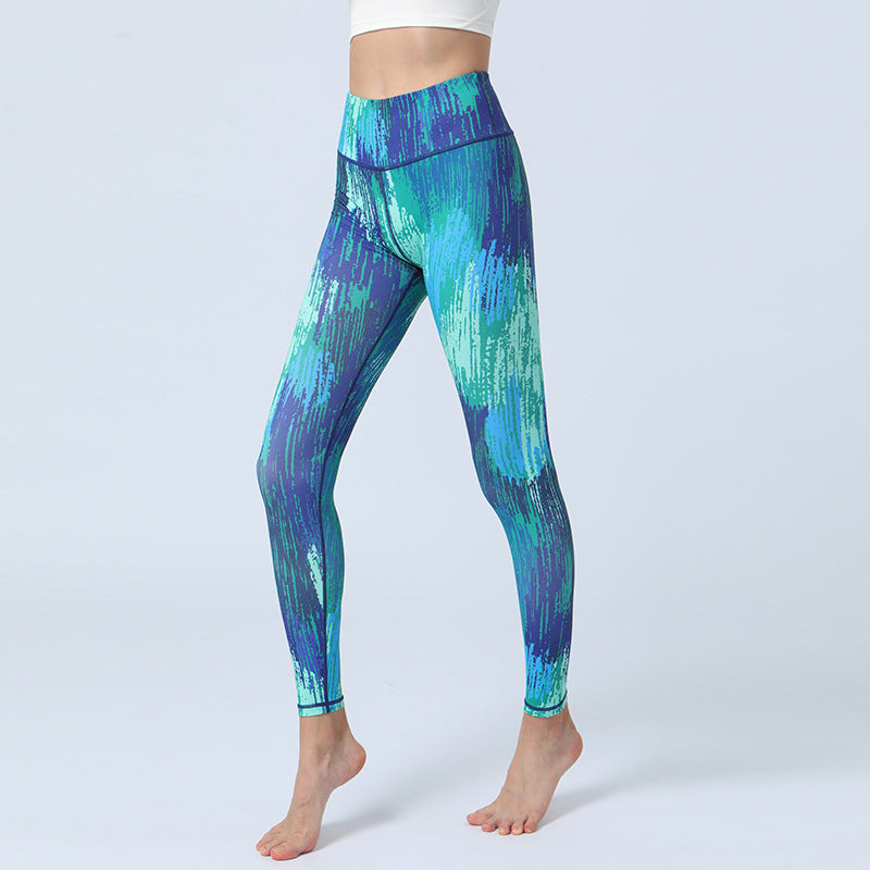 Pantaloni da yoga con stampa di Buddha Stones , sportivi, fitness, yoga, leggings a vita alta, pantaloni da yoga da donna - Blu Verde - US8-10, UK/AU12-14, EU40-42 (XL)  - image 8