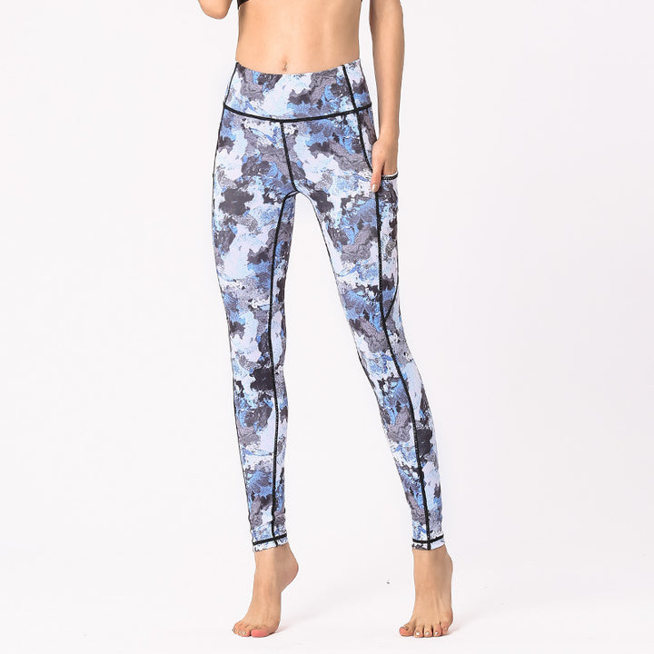 Pantaloni da yoga da donna con stampa colorata Buddha Stones Leggings sportivi da fitness - Nero Grigio Blu - US8-10, UK/AU12-14, EU40-42 (XL) - image 0
