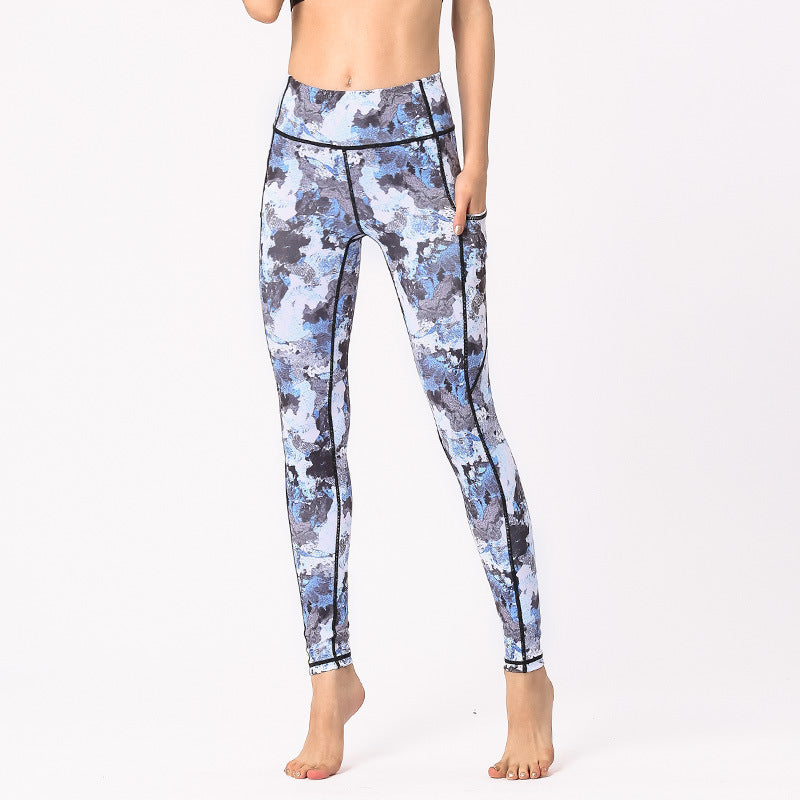 Pantaloni da yoga da donna con stampa colorata Buddha Stones Leggings sportivi da fitness - Nero Grigio Blu - US8-10, UK/AU12-14, EU40-42 (XL) - image 0
