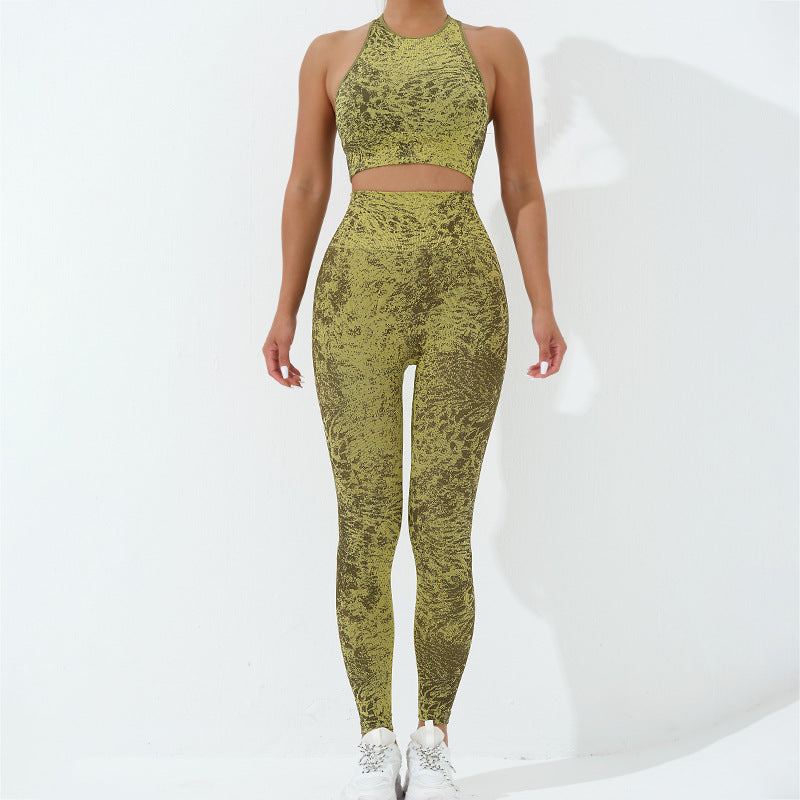 Buddha Stones 2 pezzi senza cuciture stampa fitness crop canotta pantaloni sport palestra abiti da donna set yoga - image 1