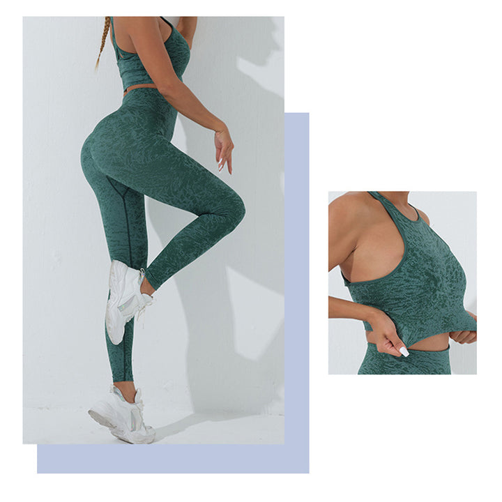 Buddha Stones 2 pezzi senza cuciture stampa fitness crop canotta pantaloni sport palestra abiti da donna set yoga - image 11