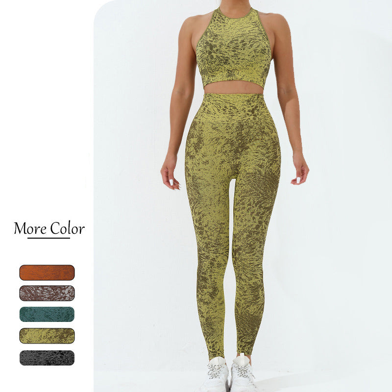 Buddha Stones 2 pezzi senza cuciture stampa fitness crop canotta pantaloni sport palestra abiti da donna set yoga - image 4