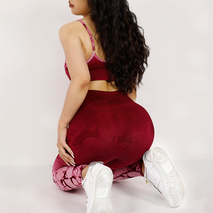 Buddha Stones 2 pezzi semplice tie-dye stampa crop canotta pantaloni a vita alta sport palestra abiti da yoga da donna