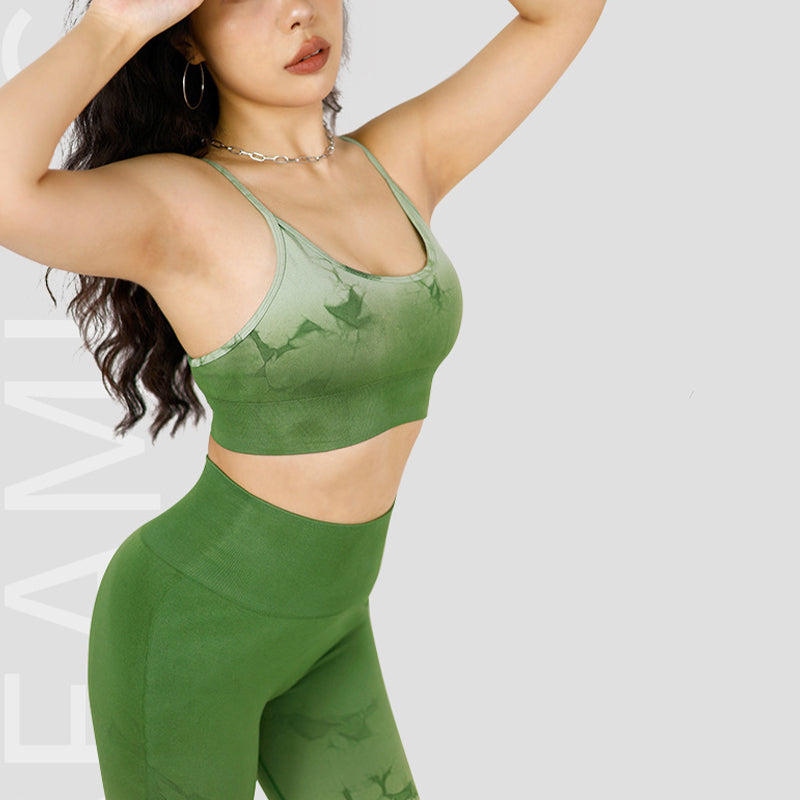 Buddha Stones 2 pezzi semplice tie-dye stampa crop canotta pantaloni a vita alta sport palestra abiti da yoga da donna - image 6