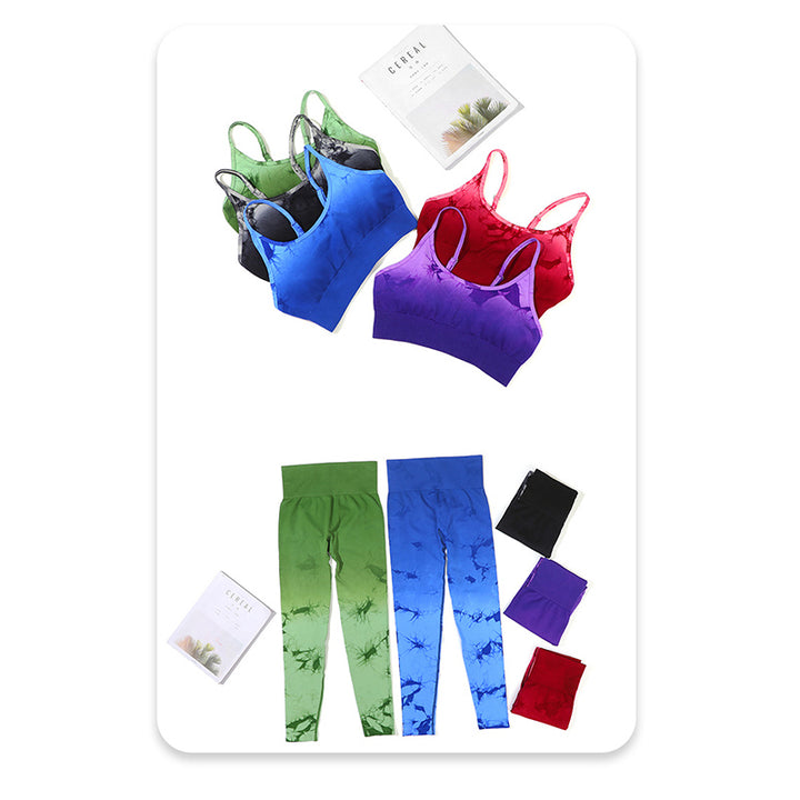 Buddha Stones 2 pezzi semplice tie-dye stampa crop canotta pantaloni a vita alta sport palestra abiti da yoga da donna