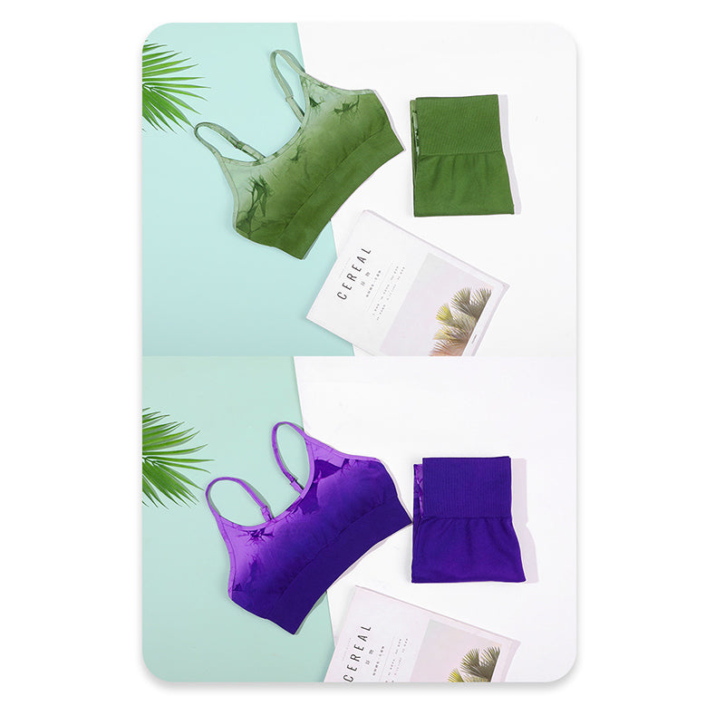 Buddha Stones 2 pezzi semplice tie-dye stampa crop canotta pantaloni a vita alta sport palestra abiti da yoga da donna - image 14