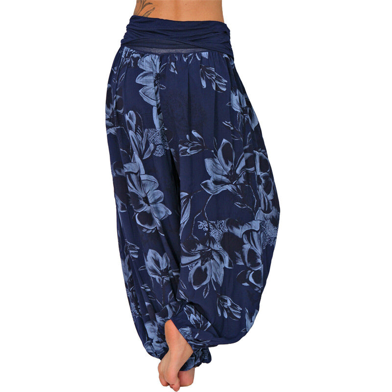 Pantaloni harem larghi con motivo a foglie di fiore Buddha Stones, pantaloni da yoga da donna - image 27
