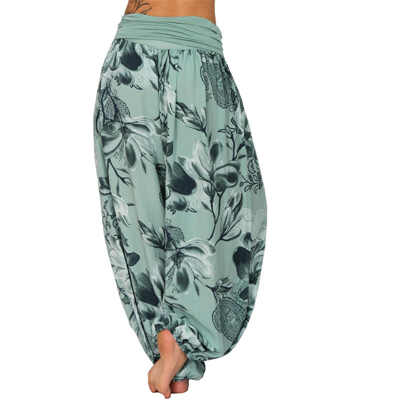 Pantaloni harem larghi con motivo a foglie di fiore Buddha Stones, pantaloni da yoga da donna - image 30