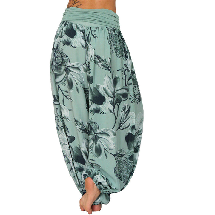 Pantaloni harem larghi con motivo a foglie di fiore Buddha Stones, pantaloni da yoga da donna - image 30