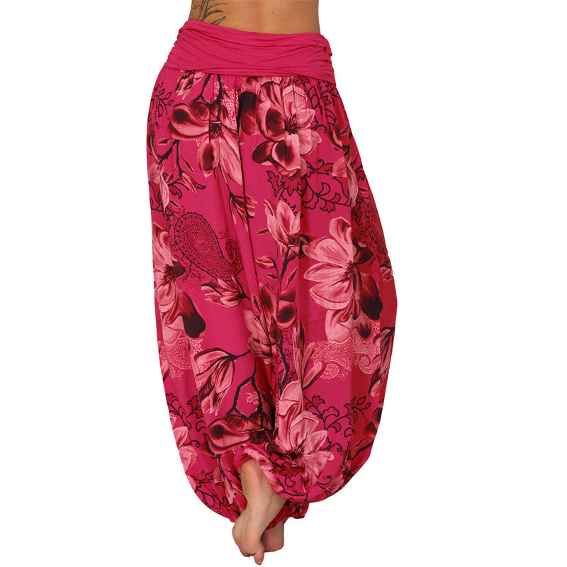 Pantaloni harem larghi con motivo a foglie di fiore Buddha Stones, pantaloni da yoga da donna - image 39