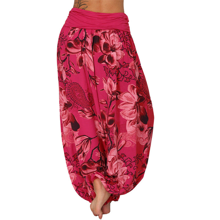 Pantaloni harem larghi con motivo a foglie di fiore Buddha Stones, pantaloni da yoga da donna - image 39