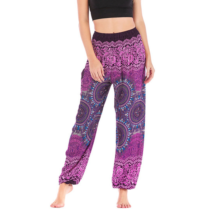 Pantaloni harem larghi Boho Buddha Stones Pantaloni yoga da donna - Viola - US2-8/10， UK/AU6-12/14，EU34-40/42 (F) - image 0