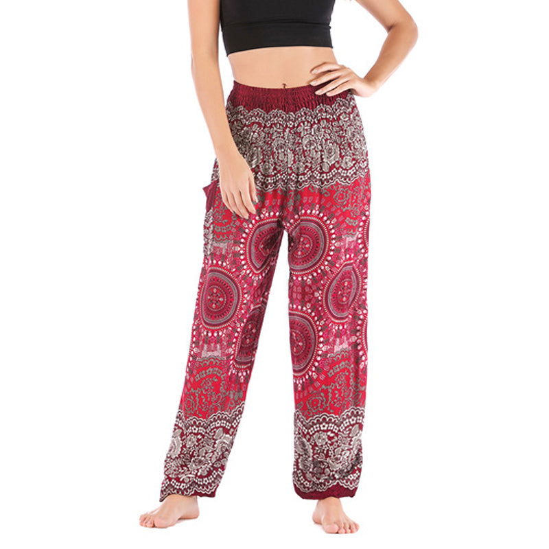 Pantaloni harem larghi Boho Buddha Stones Pantaloni yoga da donna - Rosso - US2-8/10， UK/AU6-12/14，EU34-40/42 (F) - image 23