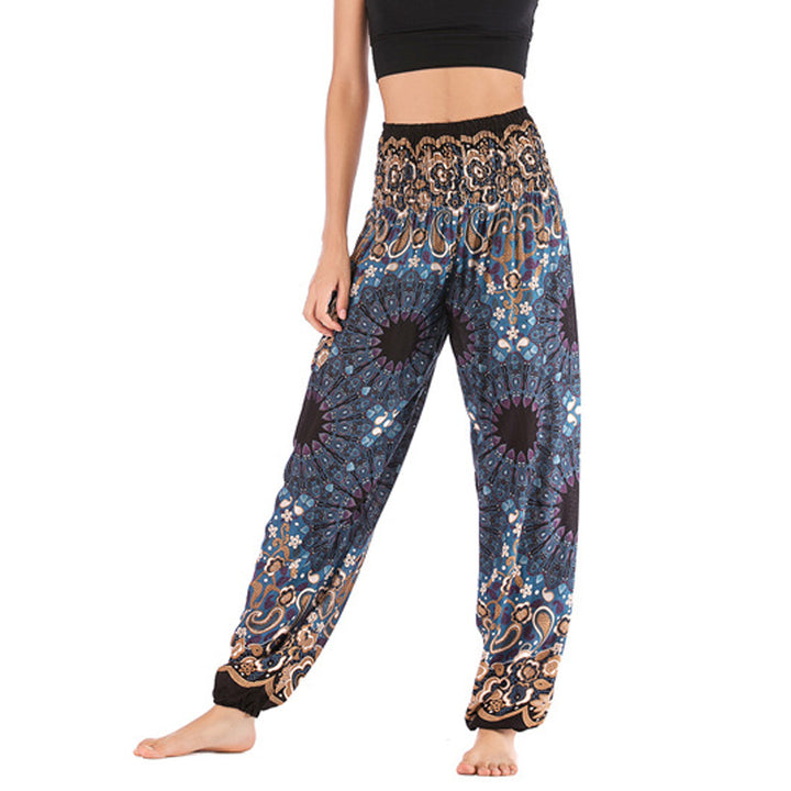 Pantaloni harem larghi con motivo geometrico mandala Buddha Stones, pantaloni da yoga da donna a vita alta - Oro nero - US2-8/10， UK/AU6-12/14，EU34-40/42 (F) - image 28