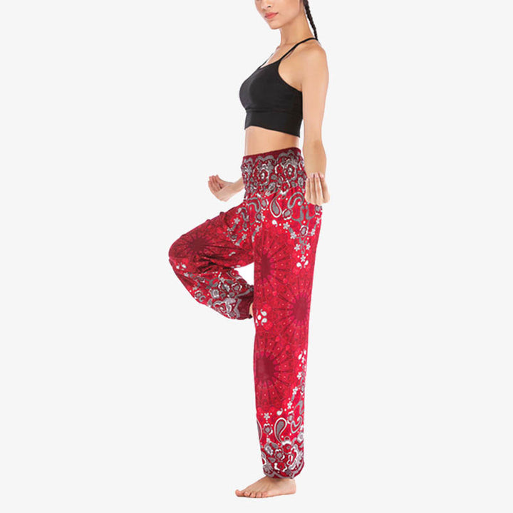 Pantaloni harem larghi con motivo geometrico mandala Buddha Stones, pantaloni da yoga da donna a vita alta - image 20