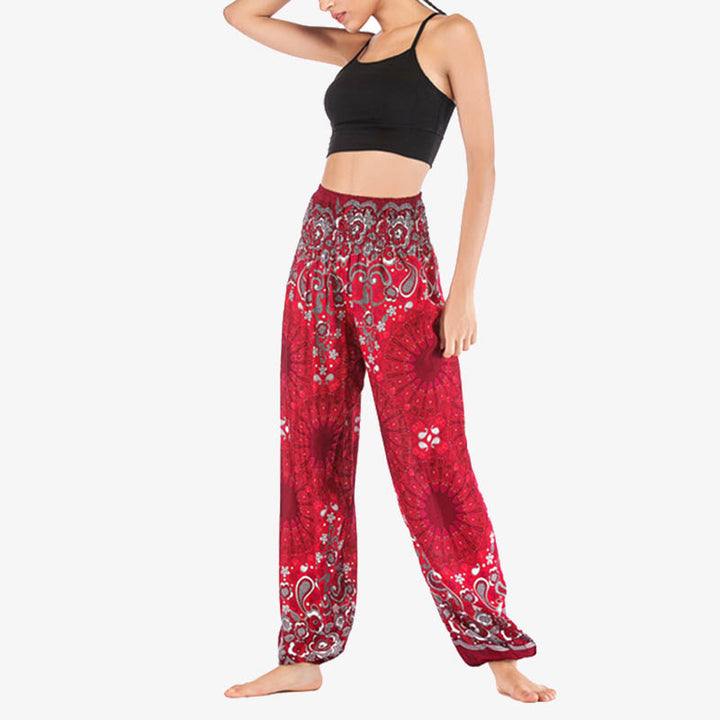 Pantaloni harem larghi con motivo geometrico mandala Buddha Stones, pantaloni da yoga da donna a vita alta - image 23