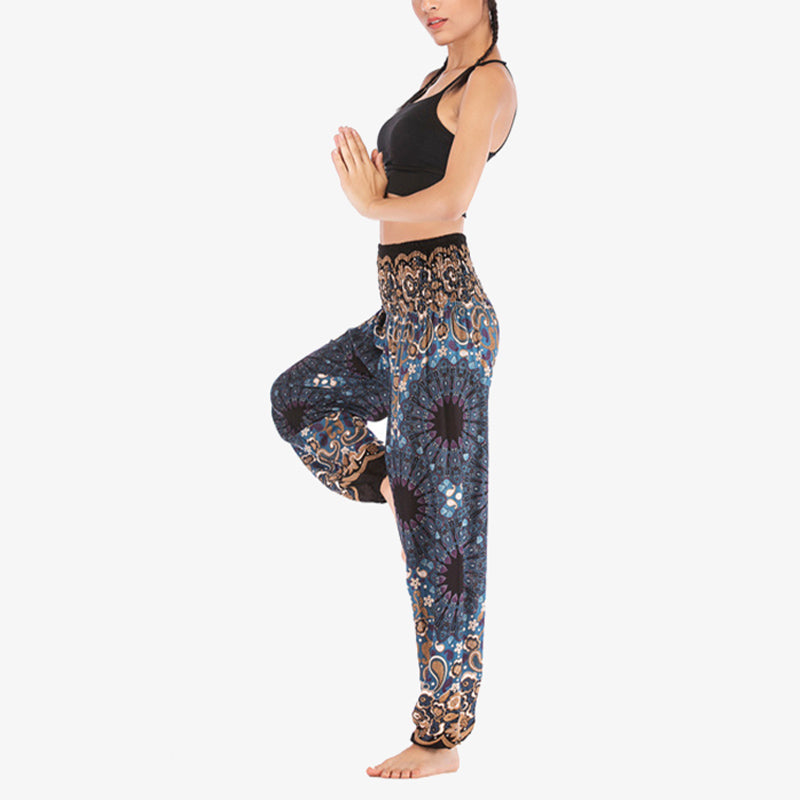 Pantaloni harem larghi con motivo geometrico mandala Buddha Stones, pantaloni da yoga da donna a vita alta - image 33
