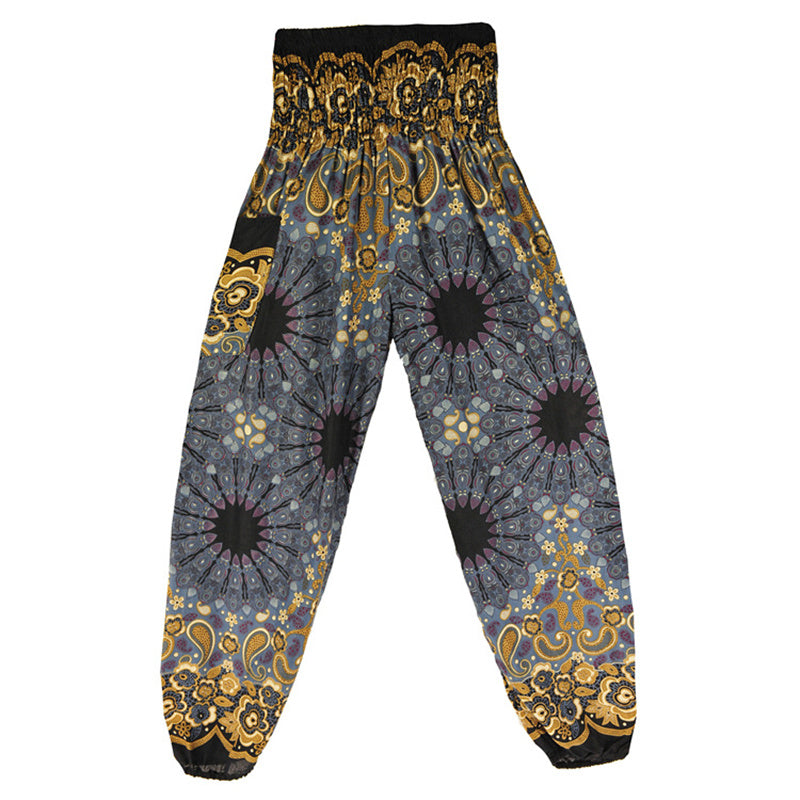 Pantaloni harem larghi con motivo geometrico mandala Buddha Stones, pantaloni da yoga da donna a vita alta - image 31