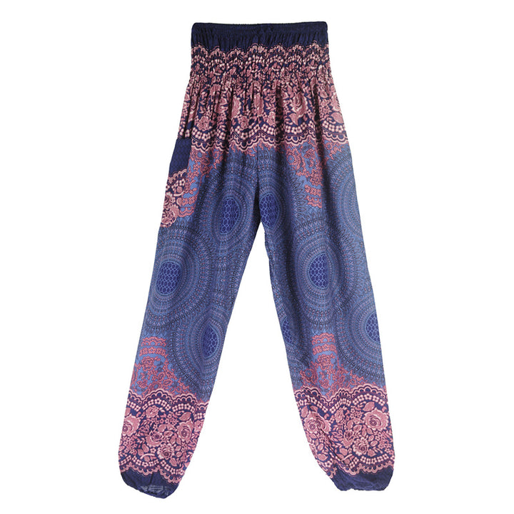 Pantaloni harem casual larghi con motivo geometrico rotondo Buddha Stones, pantaloni da yoga da donna a vita alta - image 33