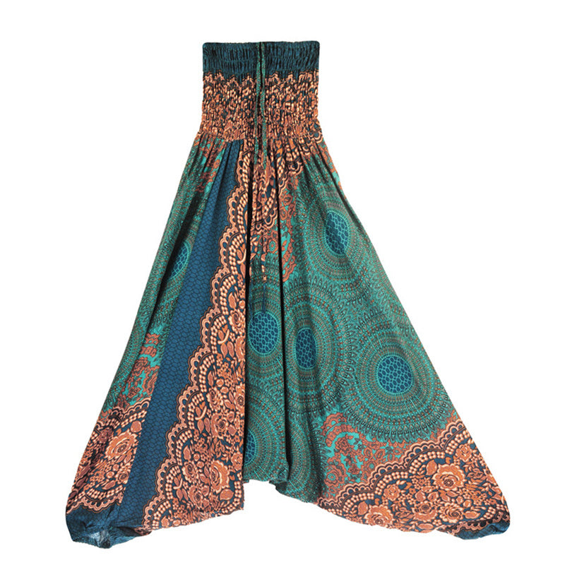 Pantaloni harem larghi con motivo geometrico rotondo Buddha Stones, due stili, tuta, pantaloni da yoga da donna a vita alta - Verde - US2-12， UK/AU6-16，EU34-44 (F) - image 19