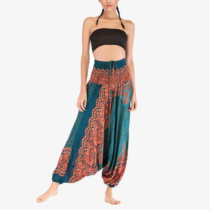 Pantaloni harem larghi con motivo geometrico rotondo Buddha Stones, due stili, tuta, pantaloni da yoga da donna a vita alta - image 20
