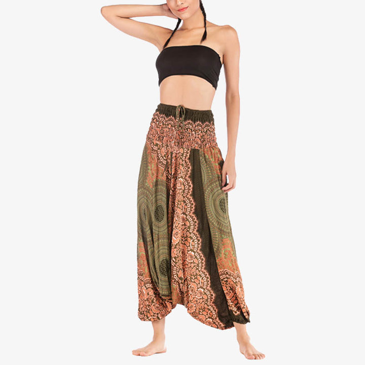 Pantaloni harem larghi con motivo geometrico rotondo Buddha Stones, due stili, tuta, pantaloni da yoga da donna a vita alta - image 39
